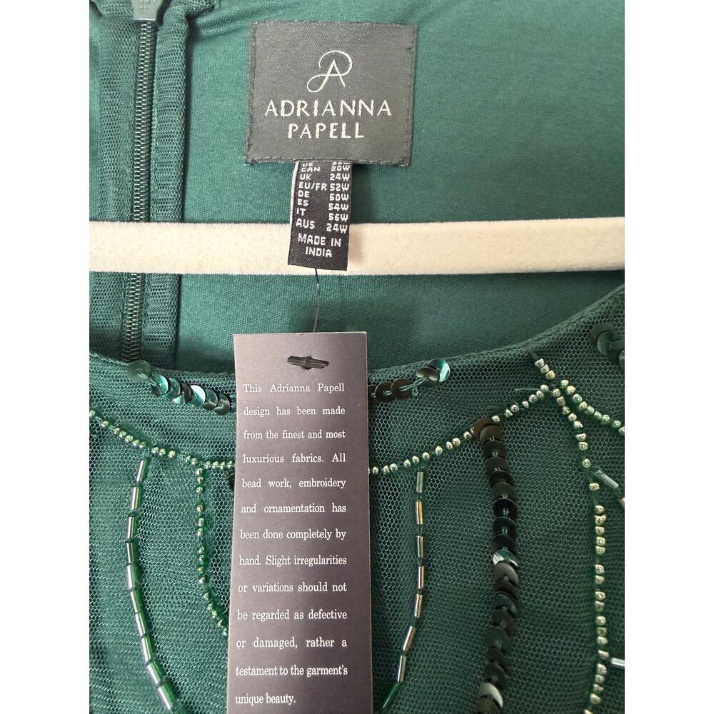 NWT Adrianna Papell Dress Green Mother of the Bride Gown Sequin Beaded Art Deco - Picture 6 of 14